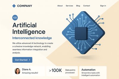 Modern Landing Page Design for AI Technology Showcase