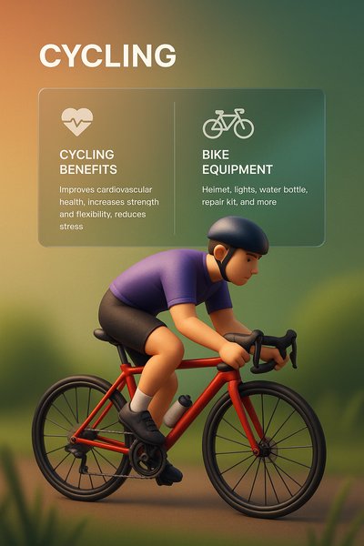 3D Illustration of Cycling Theme with Informative Blocks