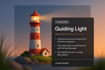 3D Lighthouse Illustration with Integrated Design Elements