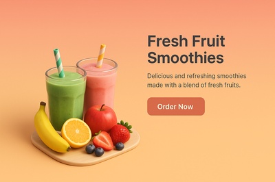 Vibrant Fresh Fruit Smoothies in 3D Style