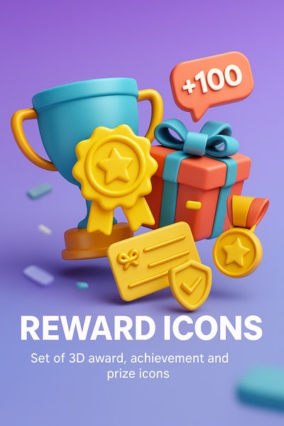 Stylish Reward Icon Set for Achievements and Prizes