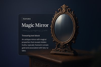Enchanting 3D Illustration of a Magic Mirror with Text Overlay