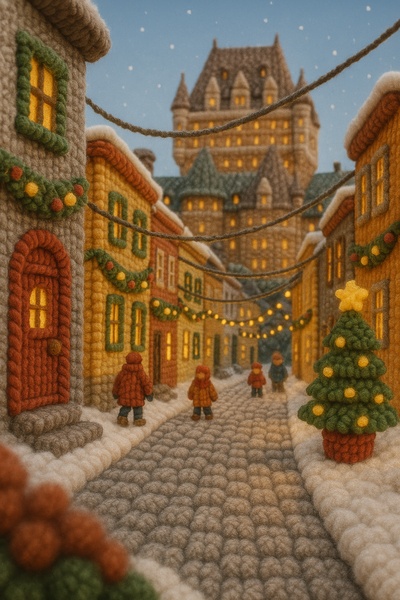 Warm Winter Woolen Scene in Old Quebec City