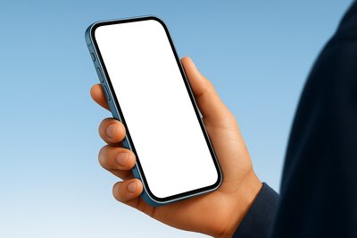 Sleek Blue Phone Held at an Angle