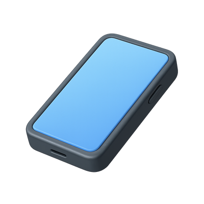 Isometric 3D Smartphone Icon with Blue Screen
