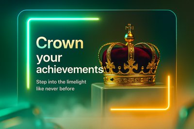 Vibrant Neon Crown Design for Achievements Celebration