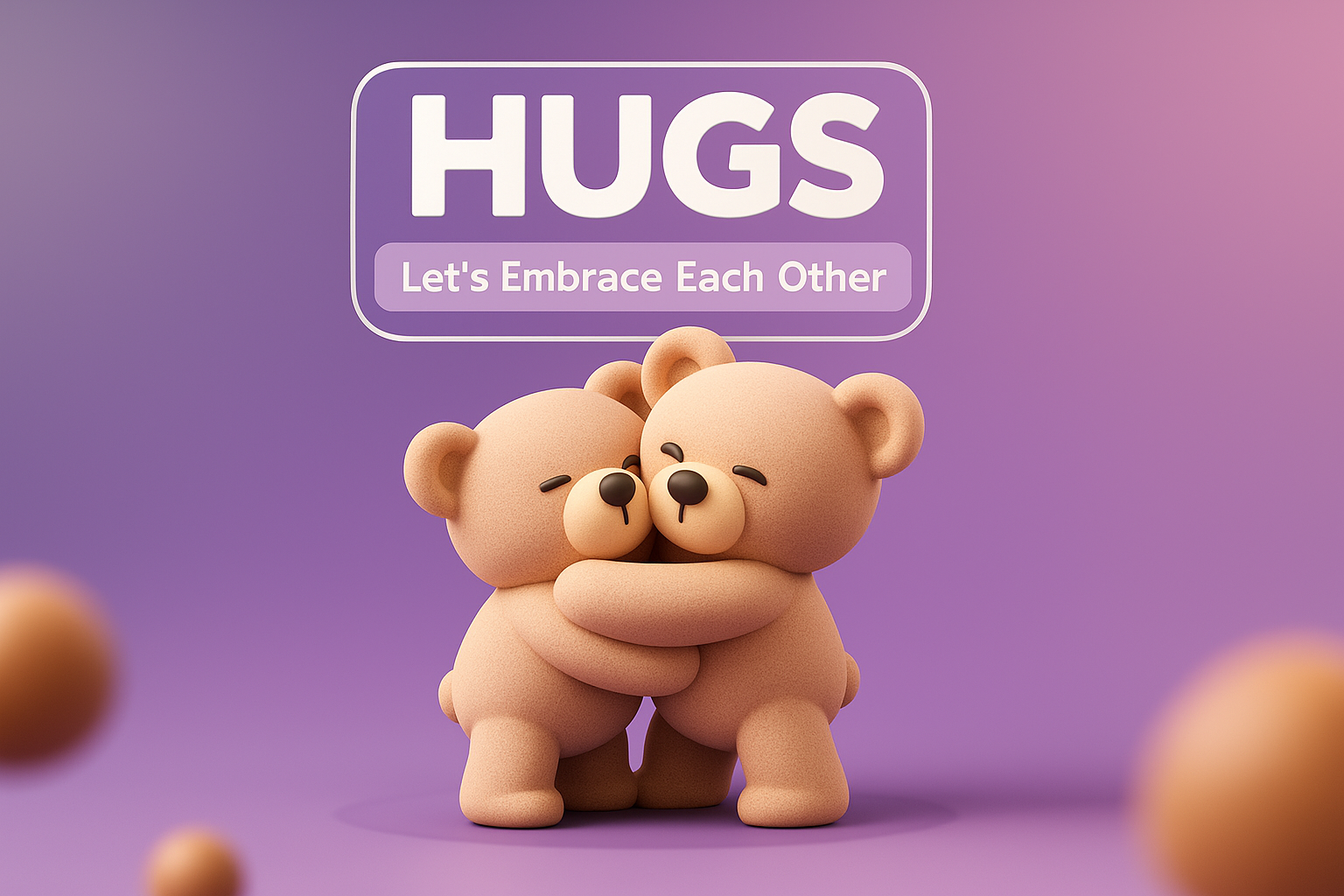 Charming 3D Illustration of Bear Hugs with Gradient Background