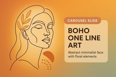 Minimalist Boho One Line Art with Floral Elements
