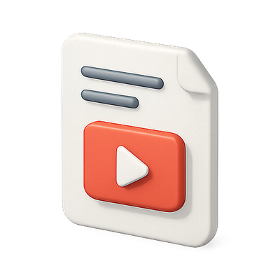 3D Style Media Play Button with Document Icon