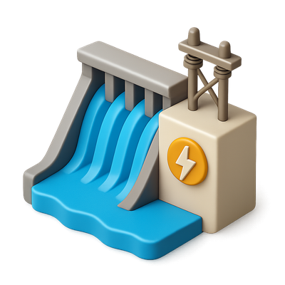 Stylized 3D Icon of Itaipu Dam Power Generation