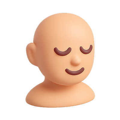 Minimalist 3D Character Head with Calm Expression