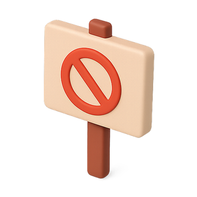 3D Rendered No Entry Sign with Bold Iconography