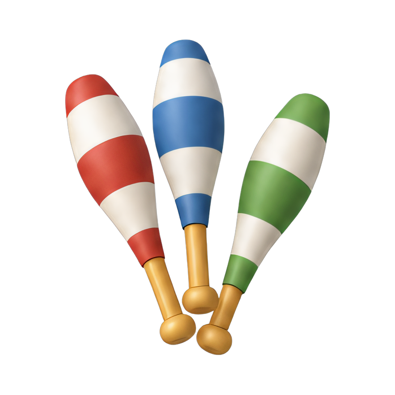 colorful juggling clubs set