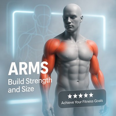 Fitness Promotional Graphic Highlighting Arm Exercises