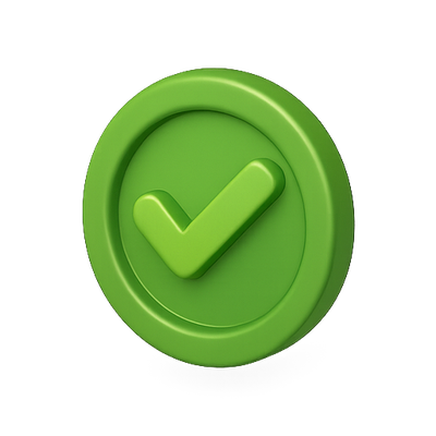 3D Green Checkmark Icon with Glossy Finish
