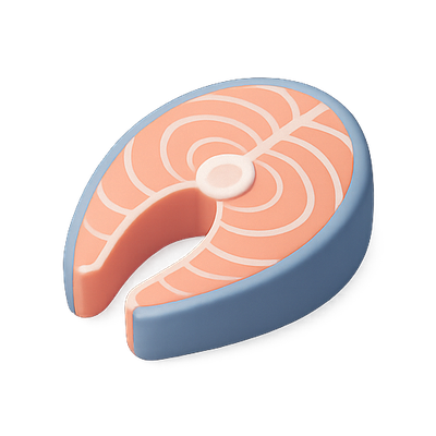 Stylized Salmon Slice Rubber Toy for Kids