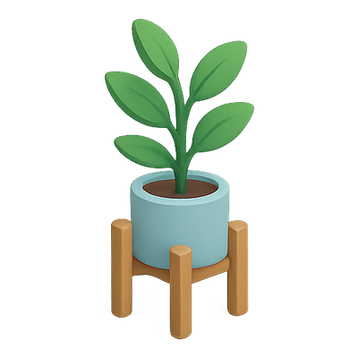 Stylized Potted Plant Illustration with Minimalist Design
