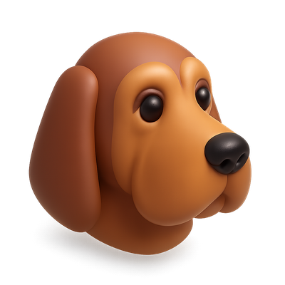 3D Bloodhound Icon in Volumetric Style