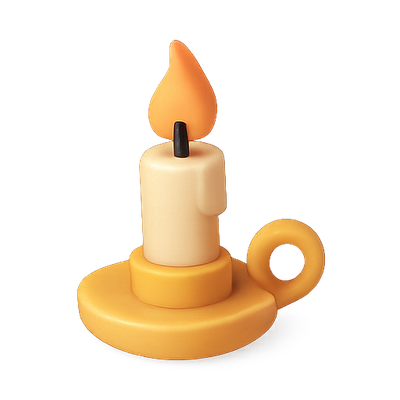 Stylized Candle Icon with Warm Lighting