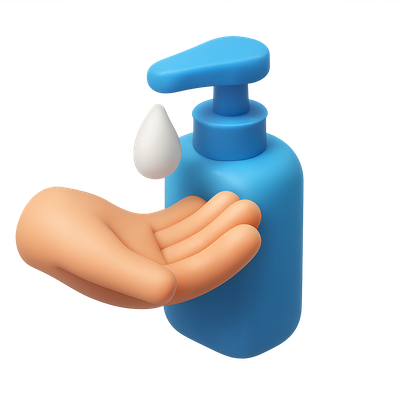 3D Icon of a Soap Dispenser with Hand Interaction