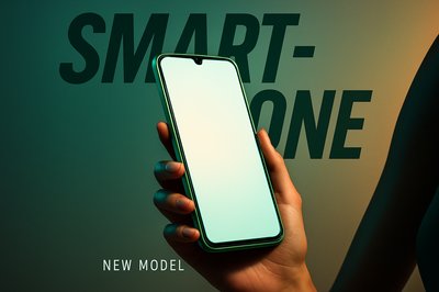 Elegant Green Smartphone in Dynamic Minimalistic Composition