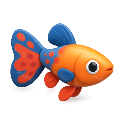 Vibrant 3D Guppy Icon with Isometric Design
