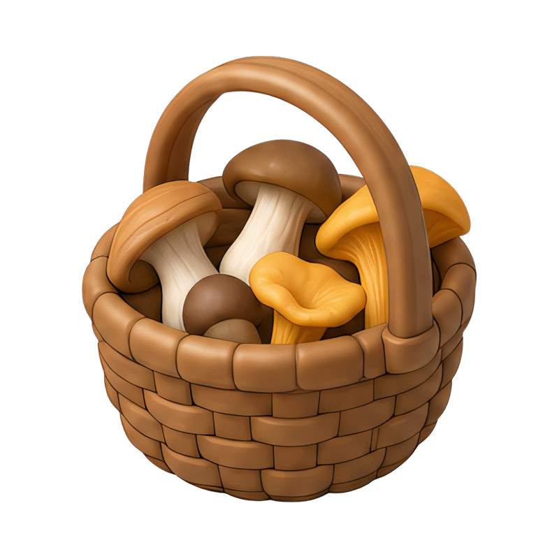 woven basket for mushroom foraging