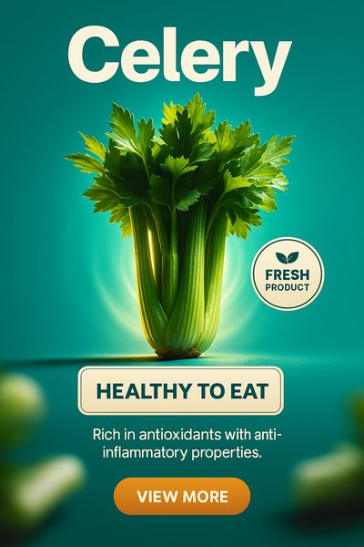 Dynamic Celery Scene with Fresh Product Highlight
