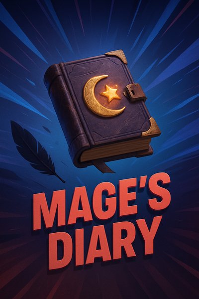 Dynamic 3D Illustration of a Mage's Diary with Unique Elements