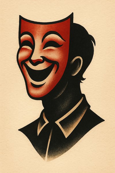 Silhouette of a Person with a Theater Mask