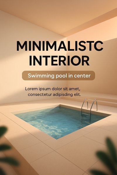 Modern Minimalist Interior with Centered Swimming Pool Design