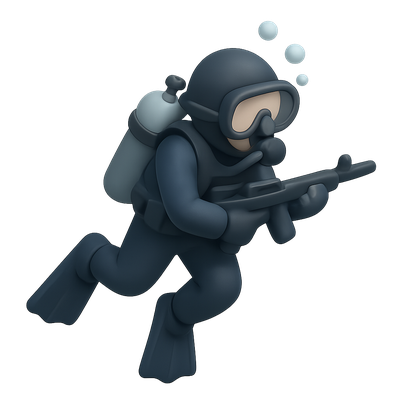 3D Navy Seal Icon in Underwater Scene