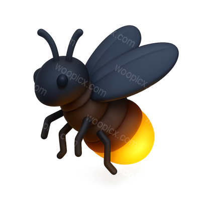 3D Glowing Firefly Icon with Isometric View