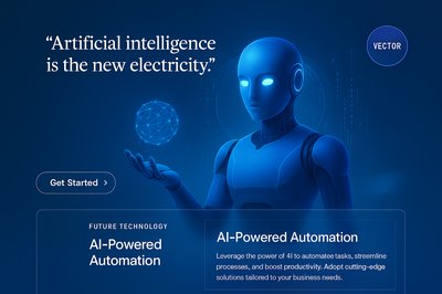 Futuristic 3D Web Design Featuring AI Concepts