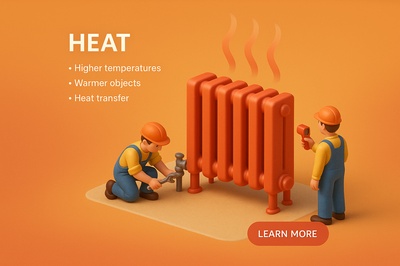Detailed 3D Scene Representing Heat Concept with Characters