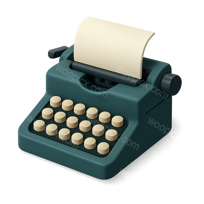 3D Vintage Typewriter Icon with Isometric Design
