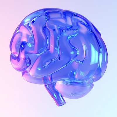 3D Render of a Colorful Transparent Brain