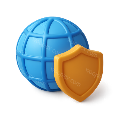 3D Globe with Shield Icon for Security Representation