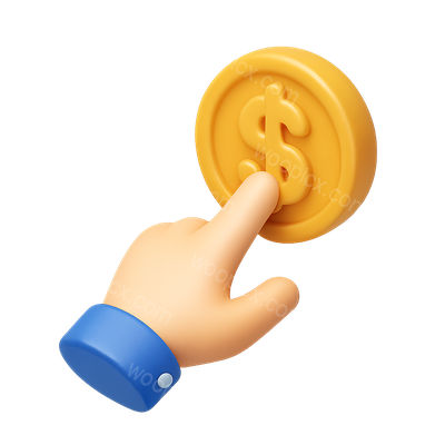 3D Icon of a Hand Pressing a Dollar Sign