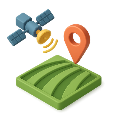 3D Icon of Precision Agriculture with GPS Elements