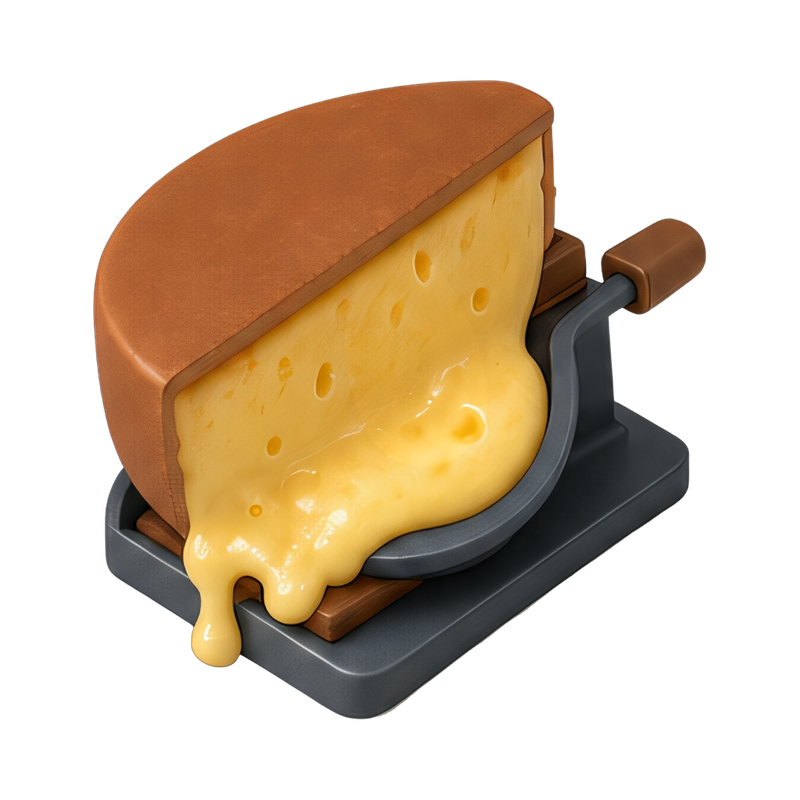Melted raclette cheese on plate