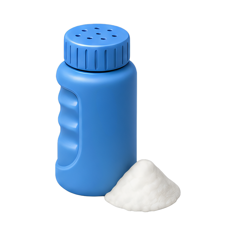 Grip powder bottle on table