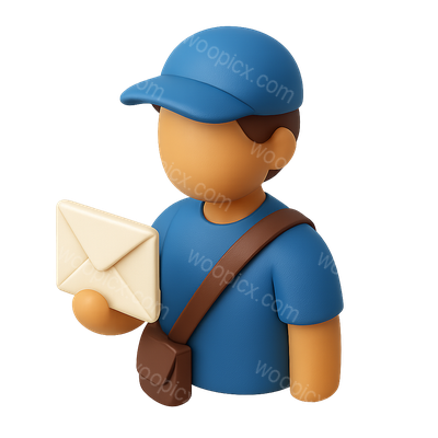3D Icon of Envoy Delivering a Message in Isometric View