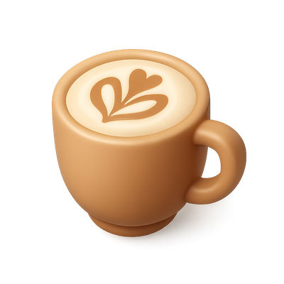 Stylish 3D Cappuccino Icon with Heart Design