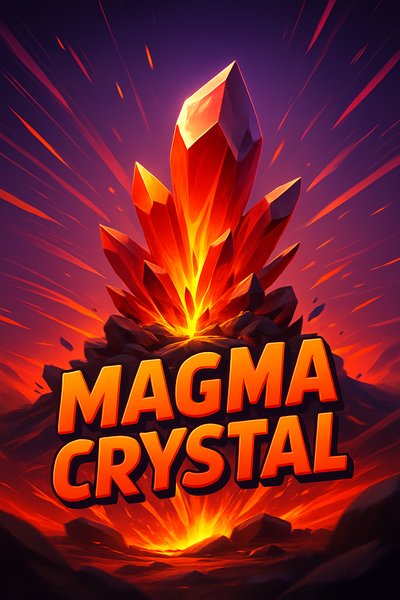 Dynamic Magma Crystal Illustration with Bold Typography