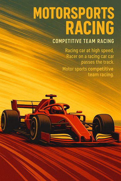 Dynamic Motorsports Racing Illustration with Bold Colors