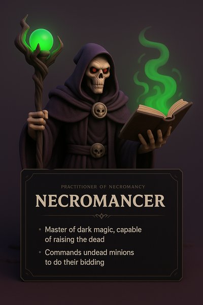 Dark Fantasy Necromancer with Spellbook Illustration