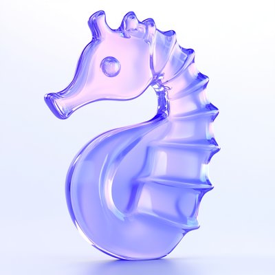 3D Glass Seahorse Sculpture in Purple Gradient