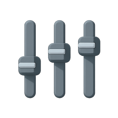Set of Three Gray Slider Controls Icon