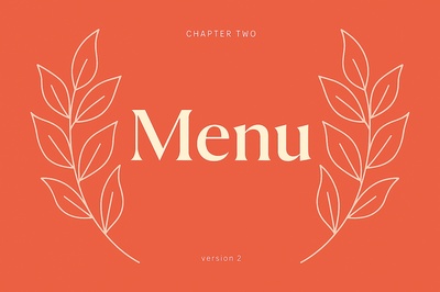 Elegant Red Menu Design with Leaf Motif